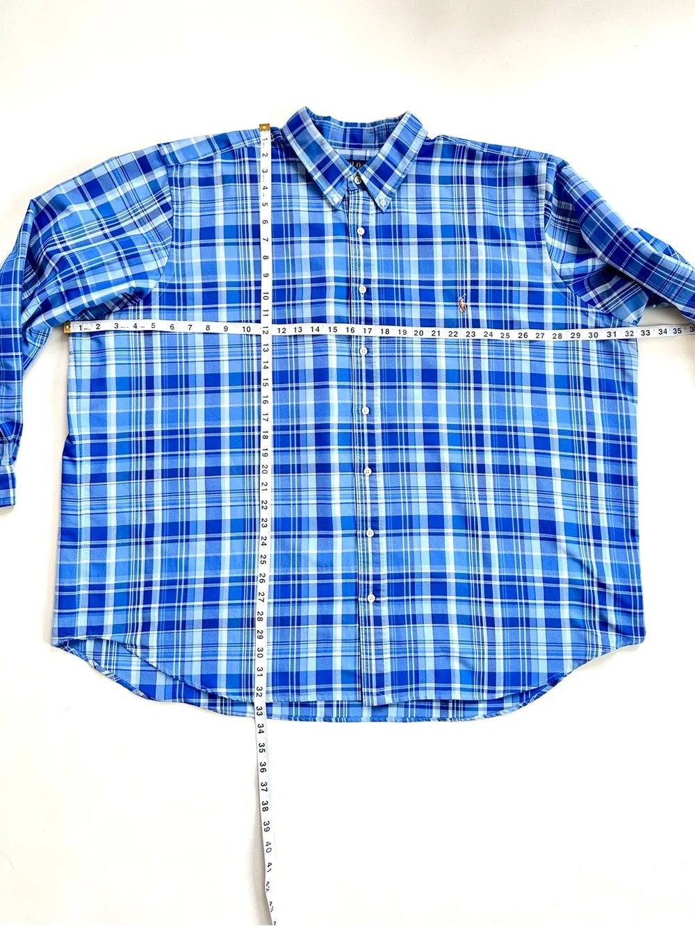 POLO RALPH LAUREN PERFORMANCE BLUE PLAID FLESH PONY BUTTON DOWN SHIRT Sz3XB